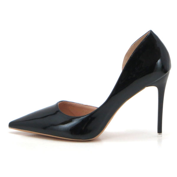  new goods large size pumps black 26.5cm 133320-43 enamel style side open high heel 