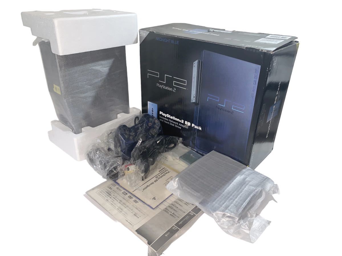 美品　PS2 本体　PlayStation 2 ミッドナイトブルー　BB Pack SCPH-50000MB/NH