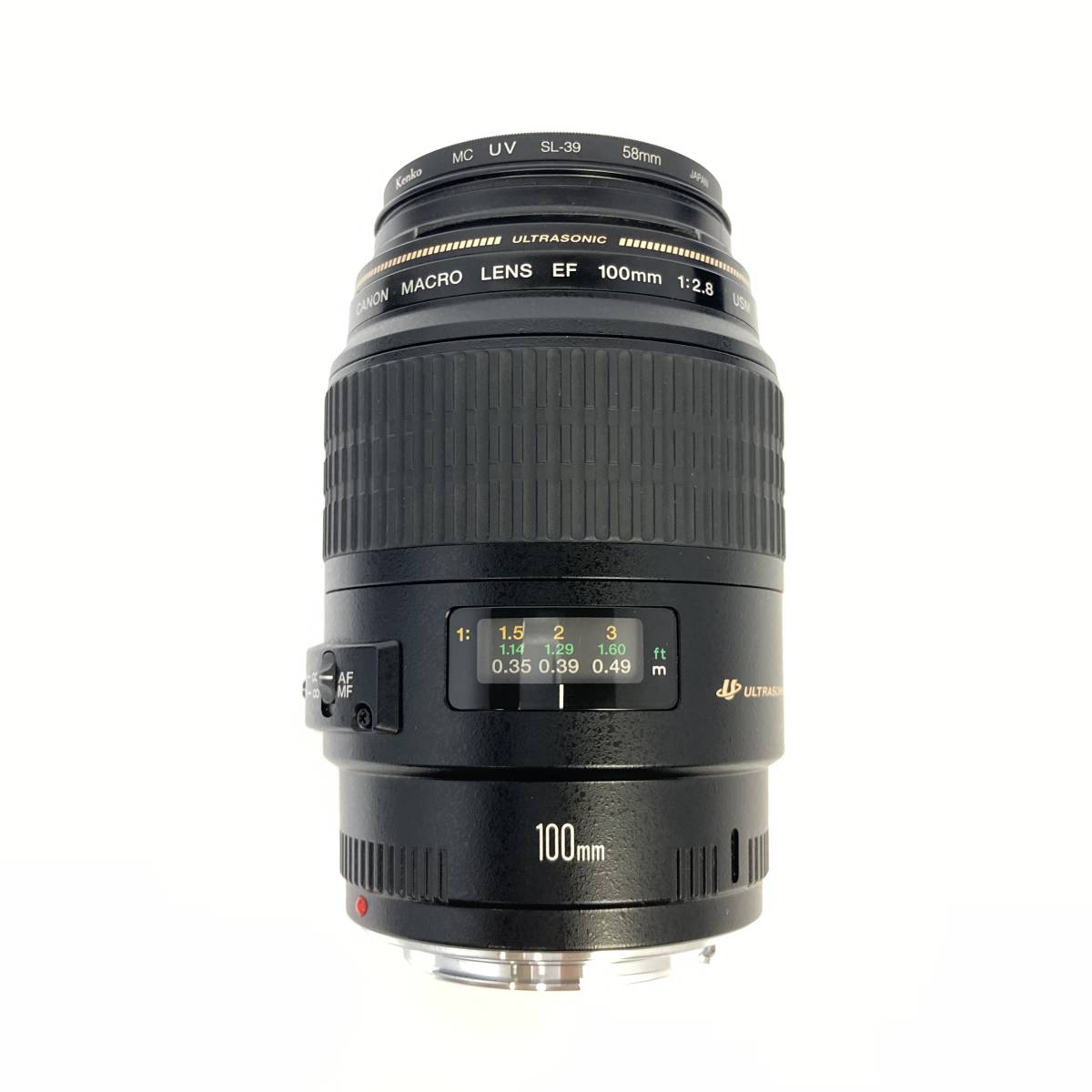 ▼CANON キヤノン EF100ｍｍ 1:2.8 マクロレンズ ウルトラソニック USM 単焦点レンズ ブラック 一眼レフ レンズフード フィルター ケース付_画像3