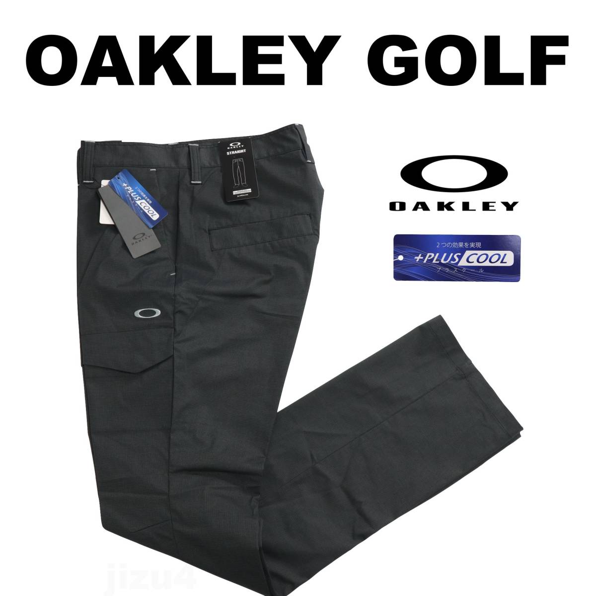 ■【79】春夏 定価12,100円 OAKLEY オークリー GOLF 接触冷感 千鳥格子 STRAIGHT パンツ黒■