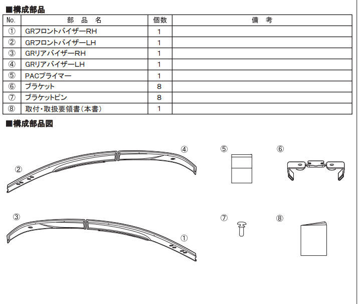 GR PARTS スポーツサイドバイザー MS316-52012 ヤリス用 トヨタ_画像2