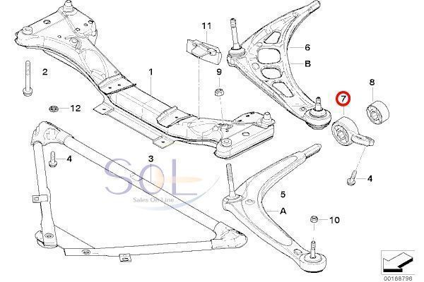 BMW E85 E86 Z4 フロント ロアアーム コントロールアーム ブッシュ 左右セット 2.2i 2.5i 3.0i 3.0si 31126783376 31121095277 31121095278_画像2