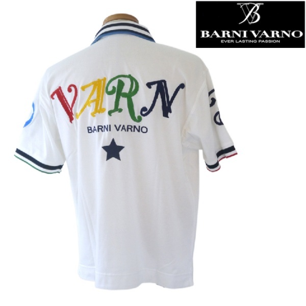 【2023春夏新作SALE】バーニヴァーノ/BARNIVARNO 春夏物 半袖ポロシャツ LLサイズ 717-白系