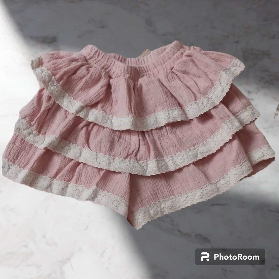 韓国ブランド ROA フリルスカートパンツ ピンク キュロットスカート 海外子供服