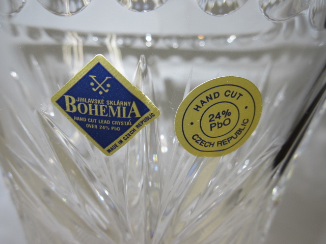 ★YC7677 未使用品 BOHEMIA 花瓶 ボヘミアクリスタル 花器 フラワーベース カットガラス オブジェ インテリア 送料無料★の画像5