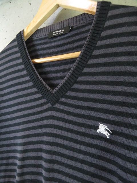 9280c82◆良品です◆BURBERRY BLACKLABEL バーバリー ブラックレーベル ボーダー柄 コットンニットセーター 2/ジャケット/シャツ/コート_画像3