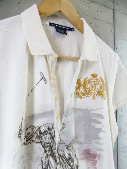 【送料300円可】010c176◆美品です◆Ralph Lauren ラルフローレン エンブレム刺繍 半袖ポロシャツ L/ジャケット/ゴルフ/レディース/女性_画像2