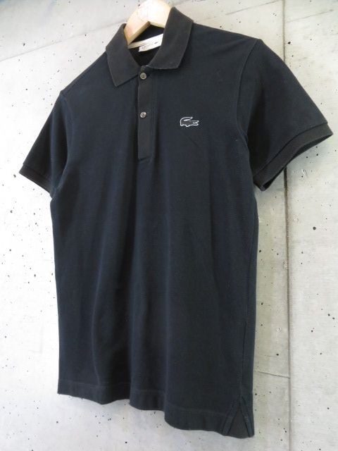 【送料300円可】009c12◆日本製◆LACOSTE ラコステ 半袖ポロシャツ 2/ブラック黒/ジャケット/ゴルフ/トラッド/アメカジ/ゴルフ/メンズ男性_画像2