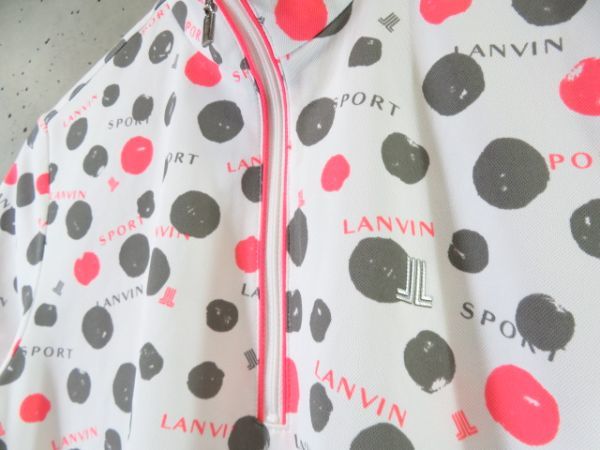 【送料300円可】9280c103◆美品です◆吸汗速乾◆LANVIN SPORTSランバンドット柄 ハーフジッパー 半袖ドライポロシャツ 40/ゴルフジャケット_画像4