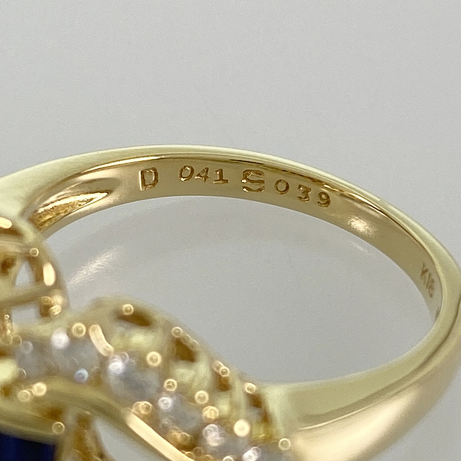  Mikimoto кольцо K18YG сапфир бриллиант te[ б/у ]