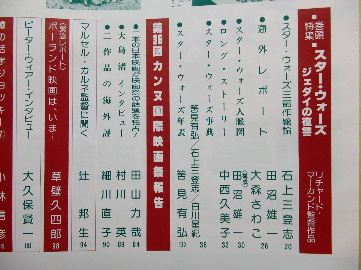 「キネマ旬報」1983．7上号★「スターウォーズ / ジェダイの復讐」ルーカス、ハリソン・フォード特集の画像2