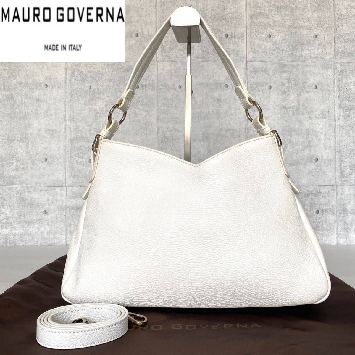 極美品】MAURO GOVERNA TAURILLON ホワイト トートバッグ-