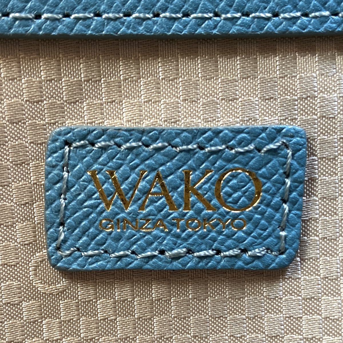 美品 WAKO ワコウ 銀座 和光 ライトブルー ゴールド金具 サフィアーノ 
