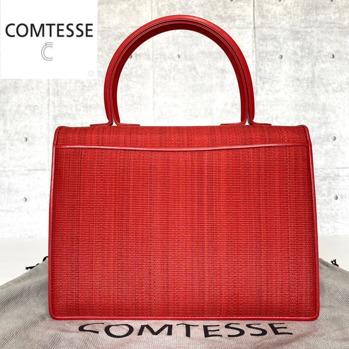 美品 COMTESSE コンテス ホースヘア×レザー レッド系 フォーマル ハンドバッグ バック ゴールド金具 Made in Germany ドイツ製 レディース_画像2