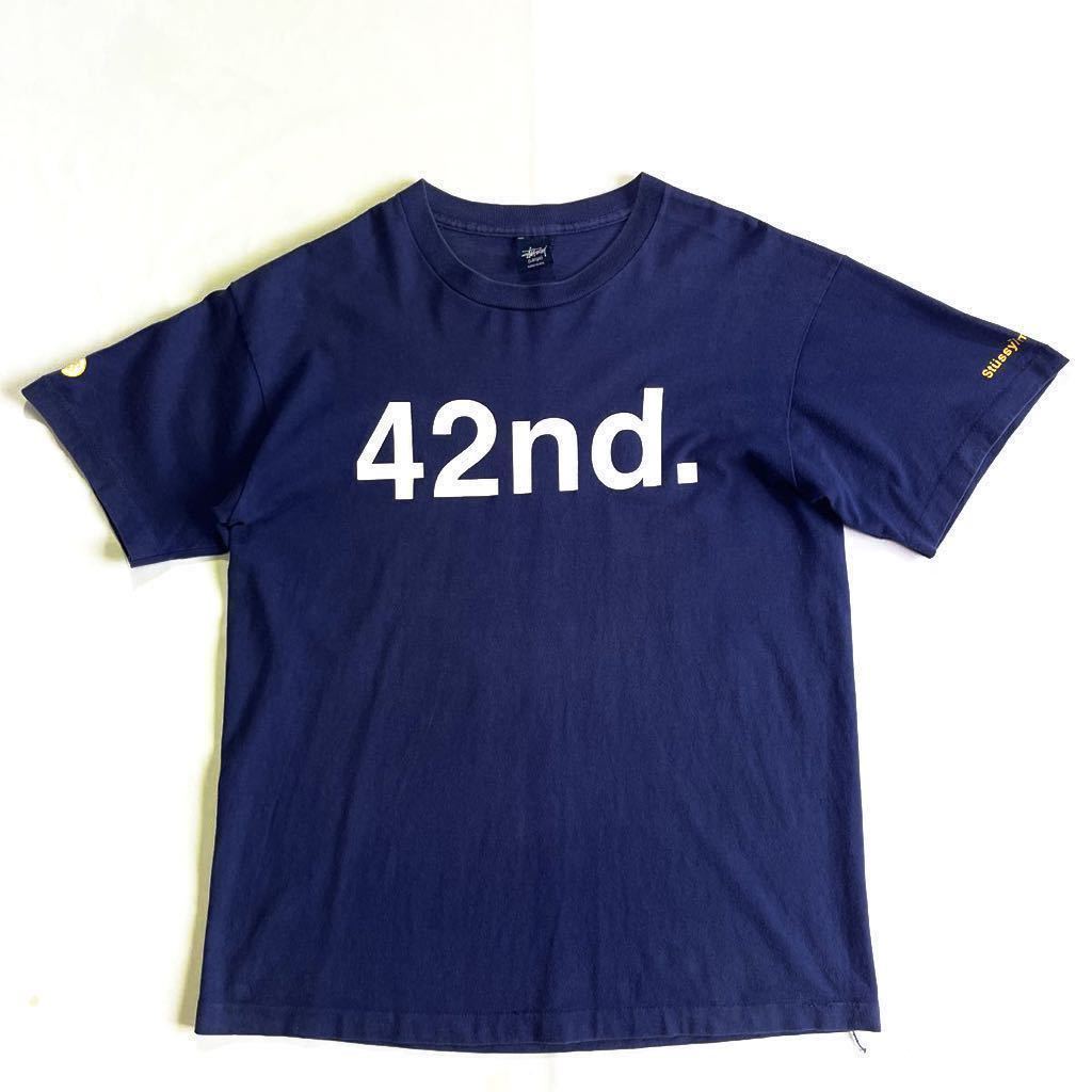 90s USA製 STUSSY Tシャツ L 紺 ビンテージ ステューシー 42nd