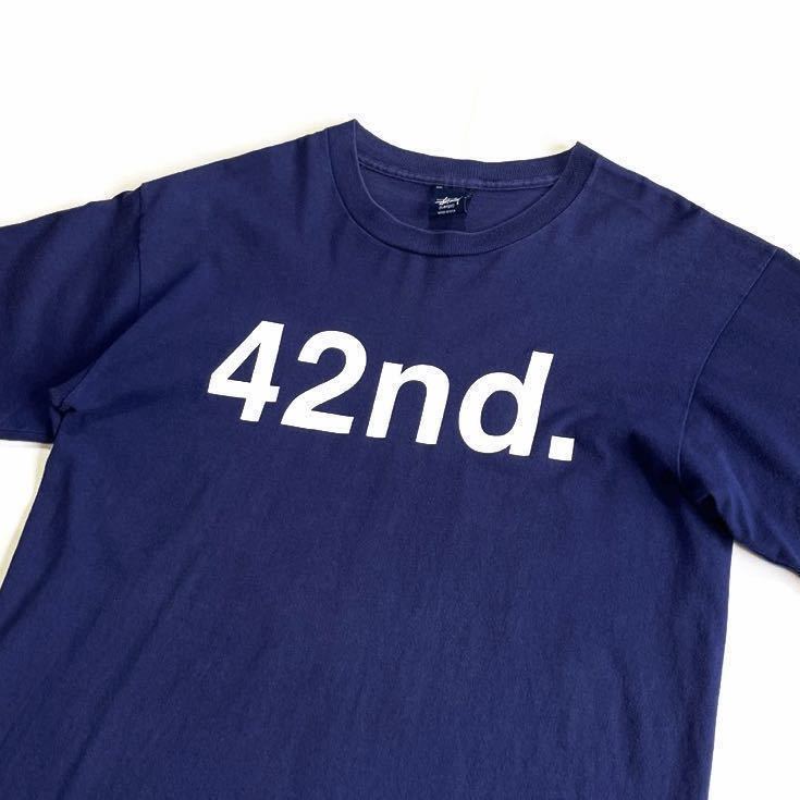90s USA製 STUSSY Tシャツ L 紺 ビンテージ ステューシー 42nd