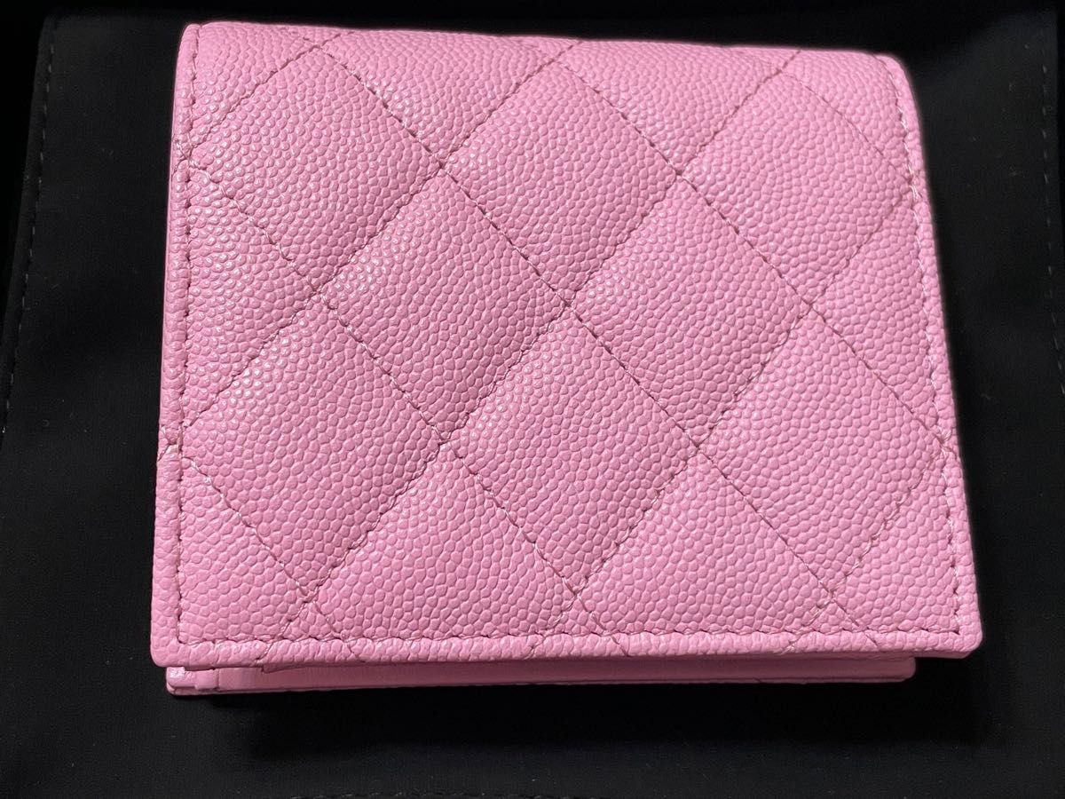 正規品 CHANEL シャネル 2つ折り 財布 ウォレット ミニ財布 ピンク 