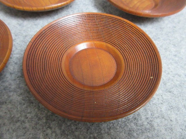 糸目 煎茶 茶托 5枚 [B32793] 高さ2cm 直径8.5cm 木製 茶道具 漆器 漆芸_画像5