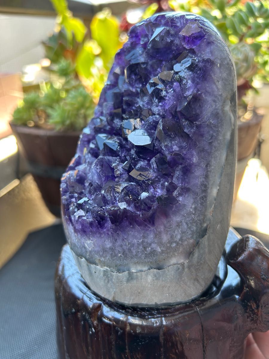 超美品 高品質ウルグアイ産アメジストドーム　クラスター　極濃紫　天然石原石浄化