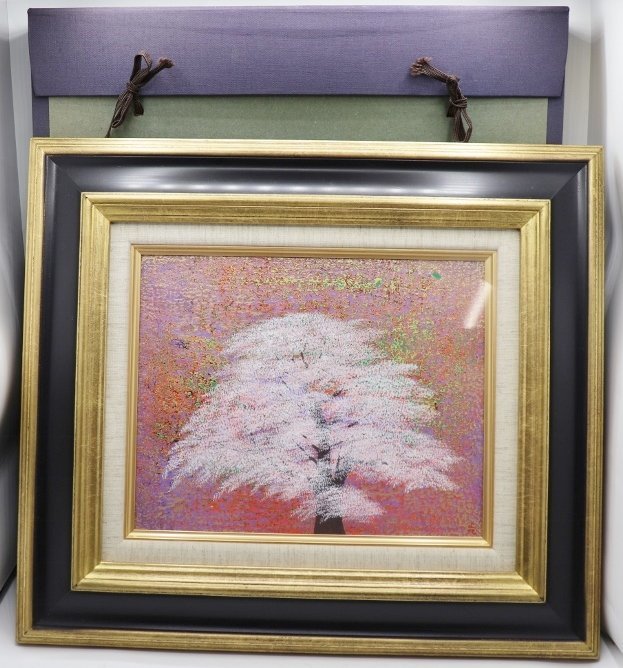 上代誠】『桜』3号 一枚の繪 絵画 油絵 タトゥ箱付 風景画 | JChere