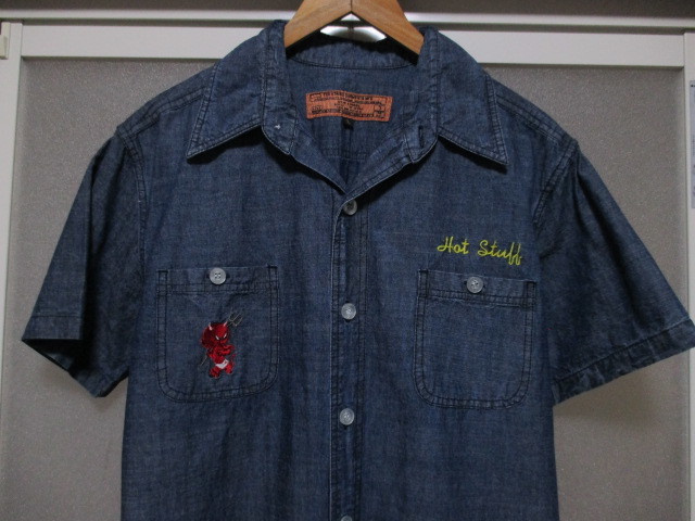 希少レア TEN STRIKE GARMENTS 赤鬼 デニムシャツ RED DEVIL レッドデビル チェーンステッチ刺繍 ヴィンテージスタイル HOT STUFF 1950’S_画像5