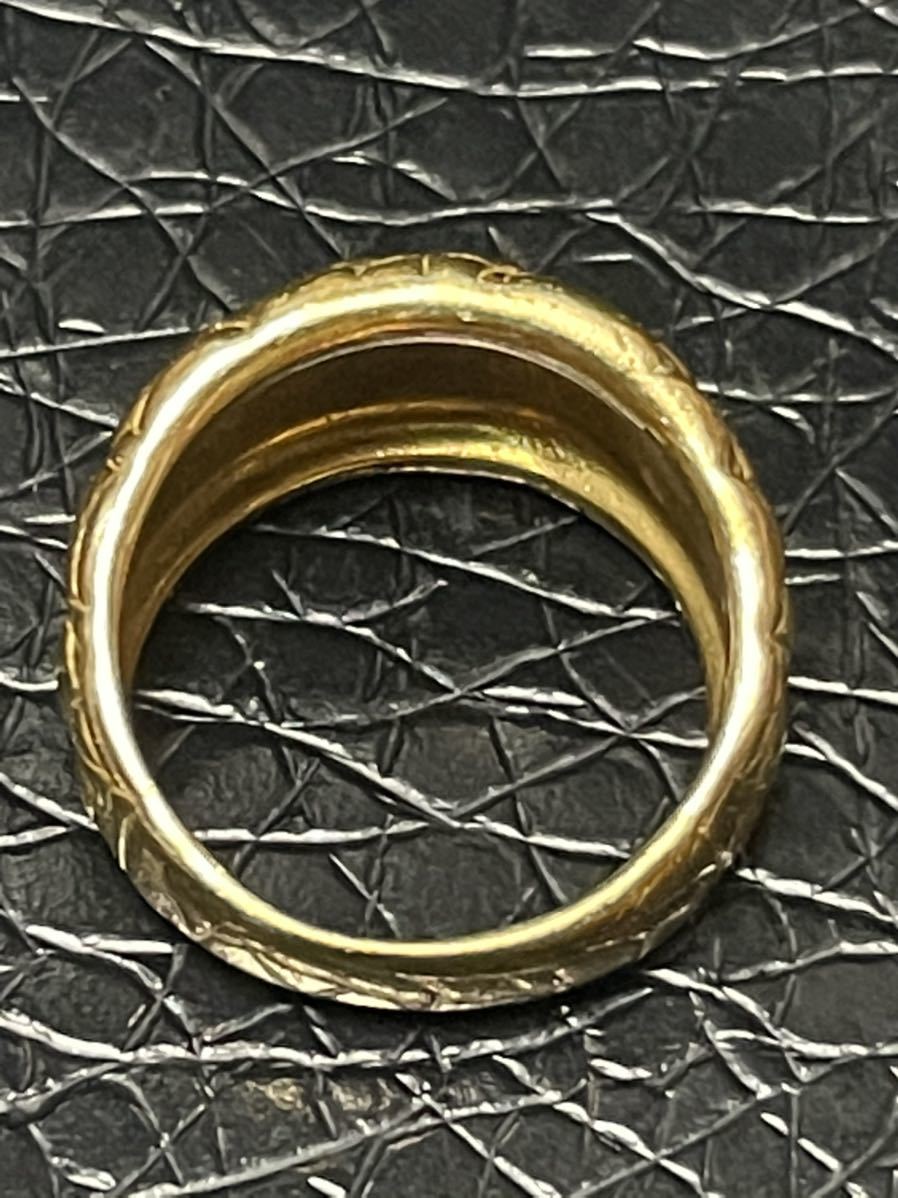 品質一番の ジャンニ VERSACEわに皮アリゲーターレザー750ベルサーチ ヴェルサーチK18金ゴールド18Kクロコダイル柄メデューサ指輪