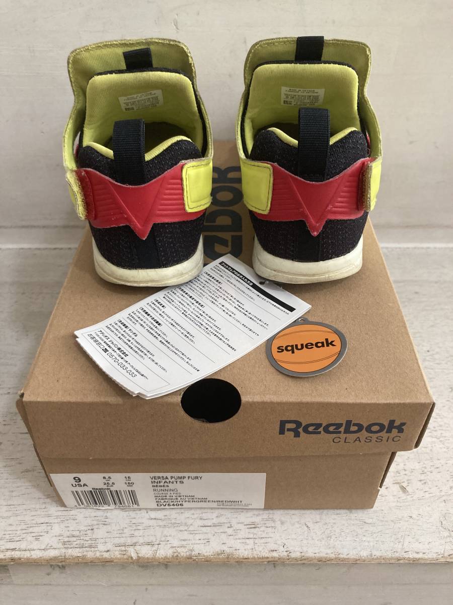 Reebok DV5406 VERSA PUMP FURY BLACK/HYPERGREEN/RED/WHT 15cm USED リーボック バーサ ポンプフューリー _画像2