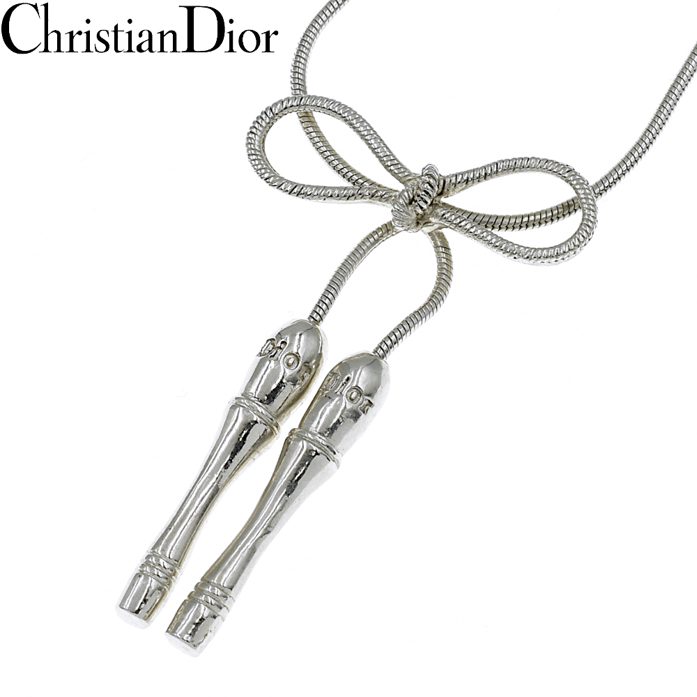 Christian Dior クリスチャンディオール Dior ロゴ リボンモチーフ ネックレス シルバー