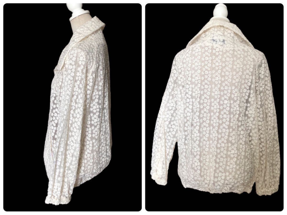 美品AKRIS アクリス シルク100% 刺繍レース ブルゾン ブラウス 美品AKRIS アクリス シルク100% 刺繍レース ブルゾン ブラウス