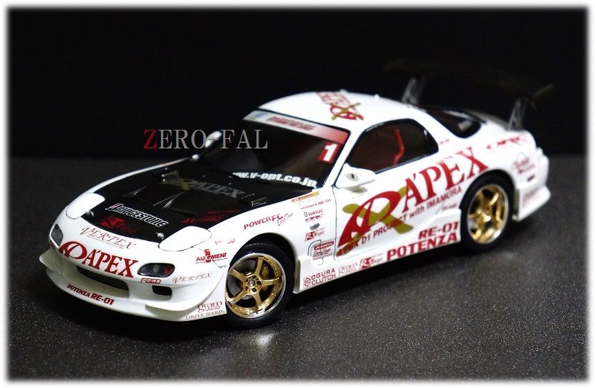 青島文化教材社 1/24 D1 GP APEX D1 PROJECT FD3S RX-7 2003 CHAMPION 今村 陽一 完成品 / アオシマ アペックス ドリフト ホットワークス_画像2