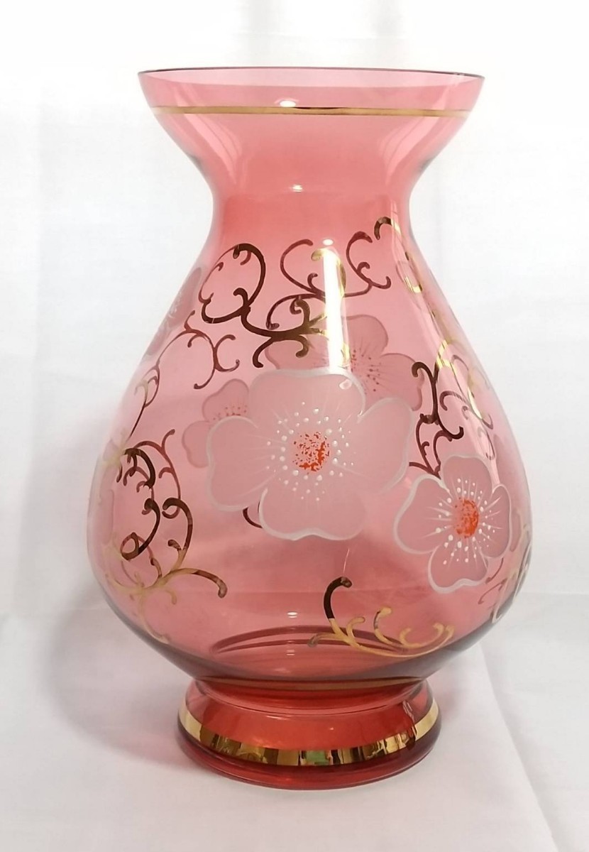 長期保管品】ボヘミアガラス花瓶/BOHEMIA ボヘミアンガラス 花器