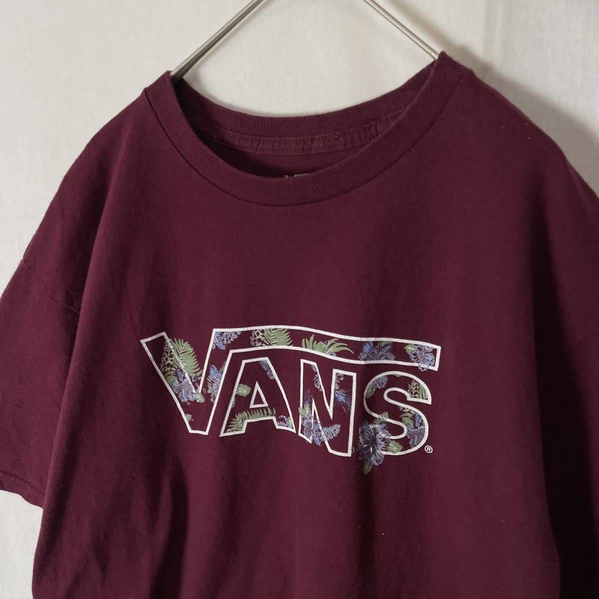 VANS 半袖プリントTシャツ　古着　Mサイズ　ワインレッド_画像2