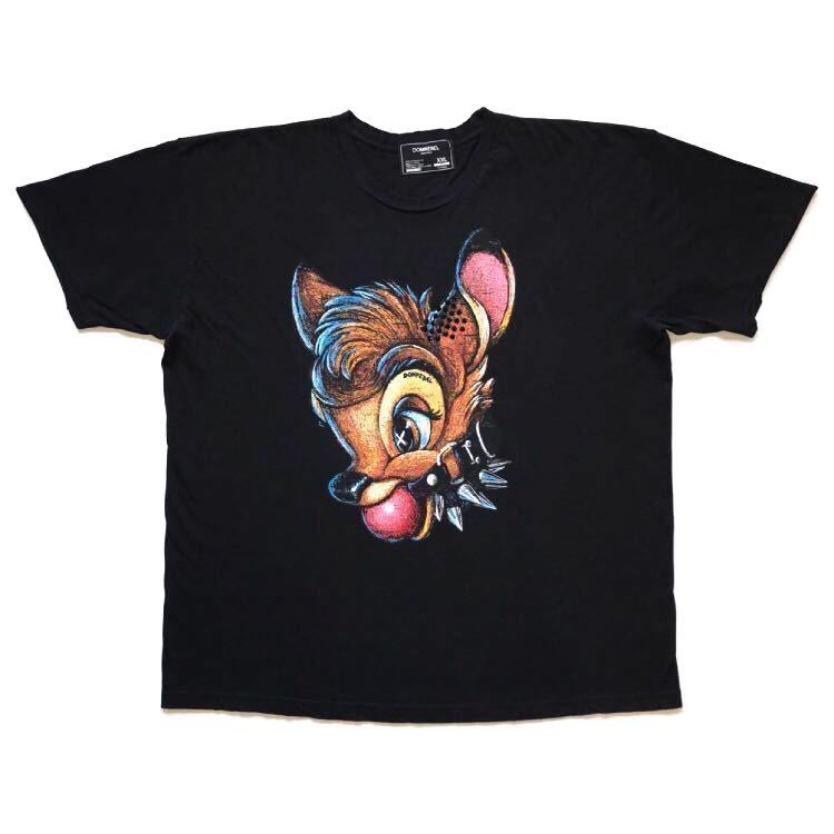 カナダ製 DOMREBEL ドムレーベル オーバーサイズ Bambi ビッグプリント Tシャツ 半袖 black size XXL 希少 スワロフスキー付 パンク バンビ