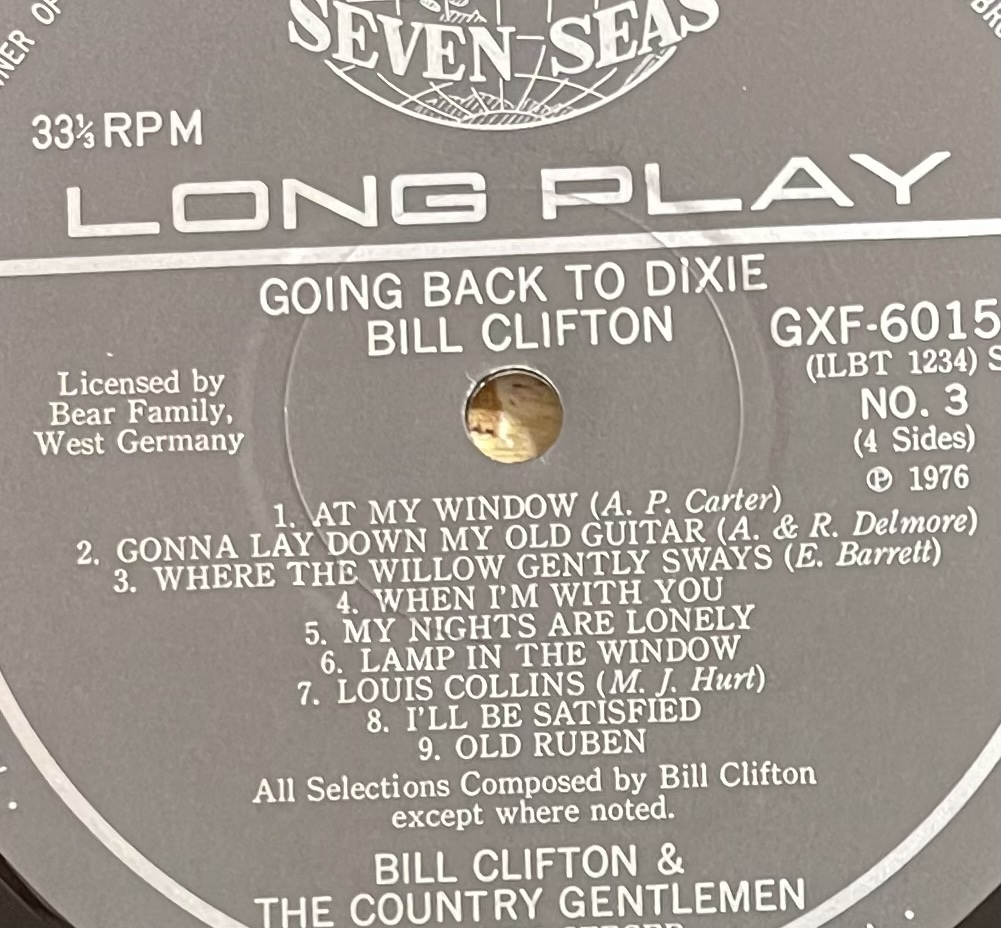 LP 2枚組　Bill Clifton Going Back To Dixie BEAR FAMILY_画像3