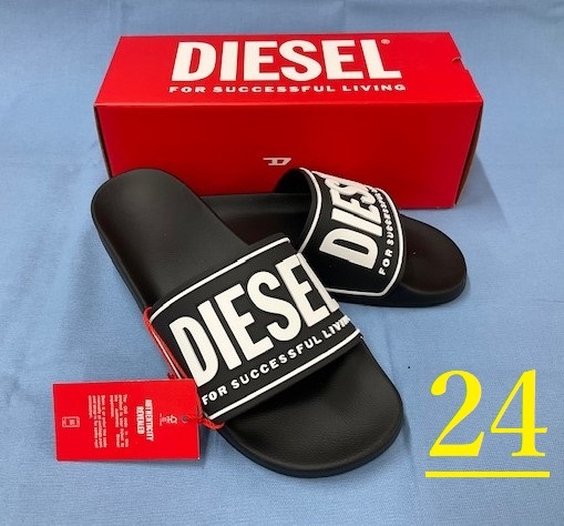 ディーゼル　レディース　サンダル 2223　24.0cm　ブラック　新品 タグ付　ギフトにも　DIESEL　SA-MAYEMI CC W　Y02854 P4441　BIGロゴ_オフィスやお部屋での室内履き用にも