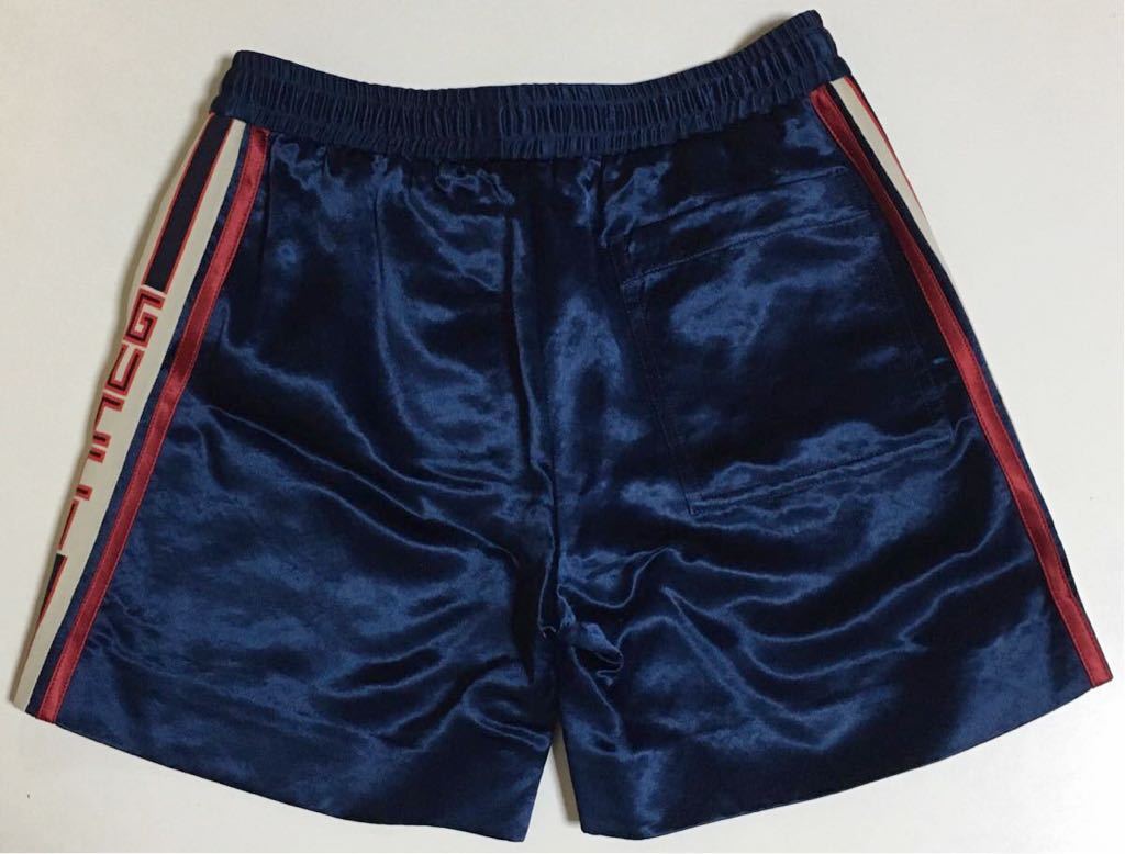 GUCCI ロゴ アセテート ショーツ 44 S ネイビー グッチ Shorts ショート パンツ ハーフ harf pants 紺 NAVY シェリー Stripe logo shortsの画像3