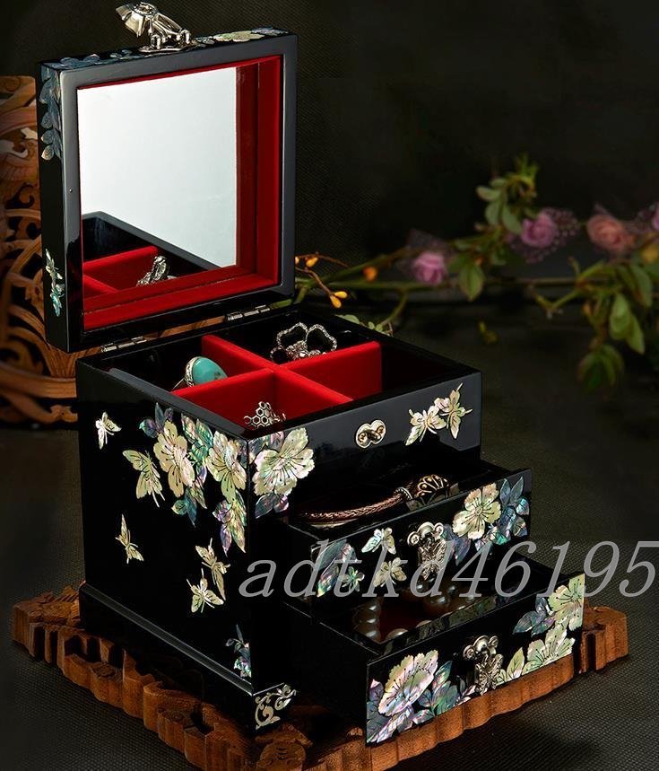  feeling of luxury original handmade made lacquer ware natural shell wooden pearl layer Rucker shell jue Reebok s gem box marriage accessory case box many layer 