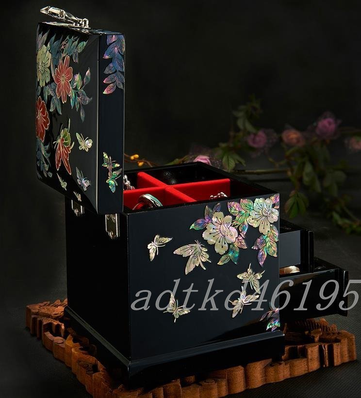  feeling of luxury original handmade made lacquer ware natural shell wooden pearl layer Rucker shell jue Reebok s gem box marriage accessory case box many layer 