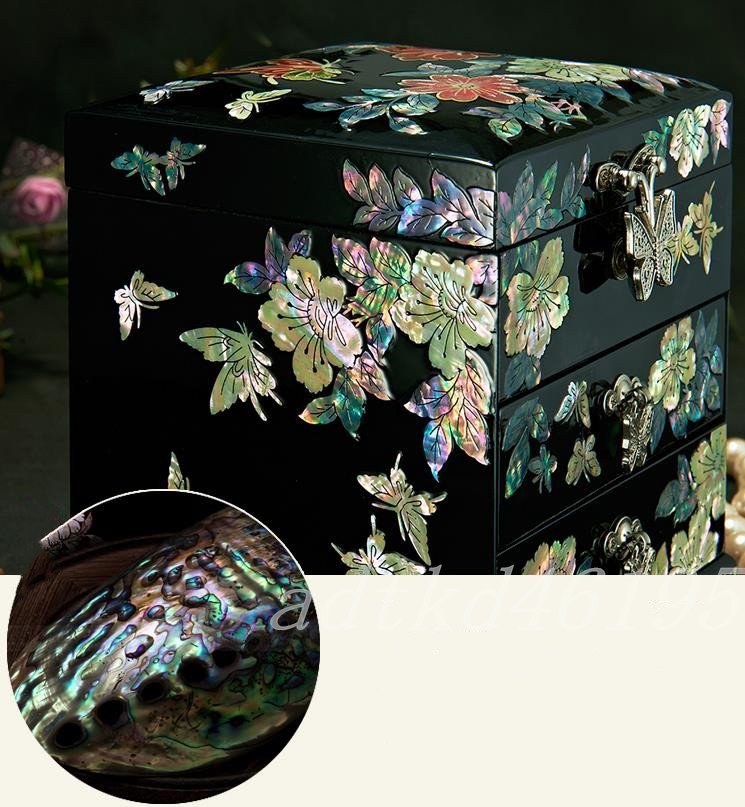  feeling of luxury original handmade made lacquer ware natural shell wooden pearl layer Rucker shell jue Reebok s gem box marriage accessory case box many layer 