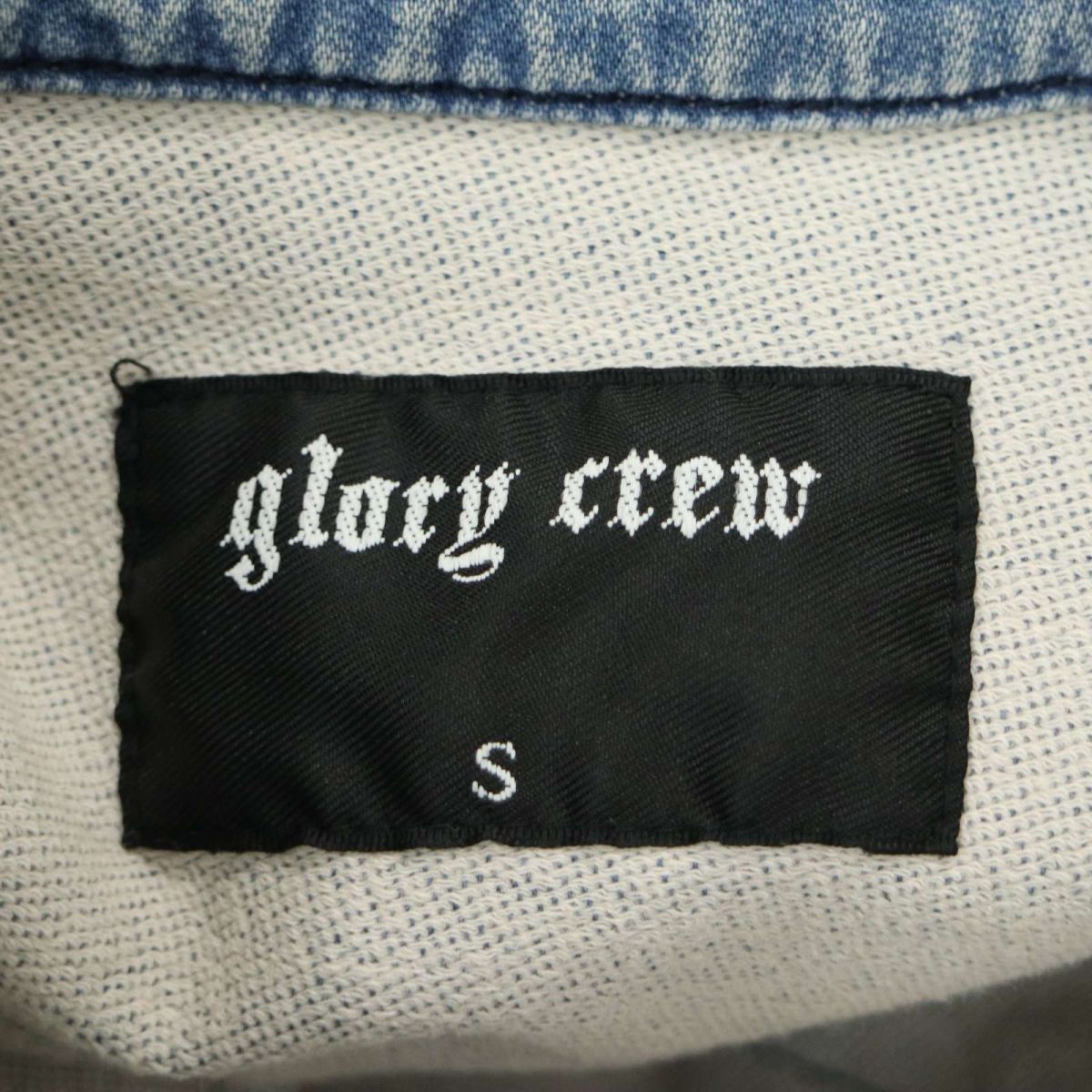 glory crew メンズビギ 通年 USED加工★ 長袖 ストレッチ スウェット デニム ウエスタン シャツ Sz.S　メンズ　A3T03177_4#C_画像5