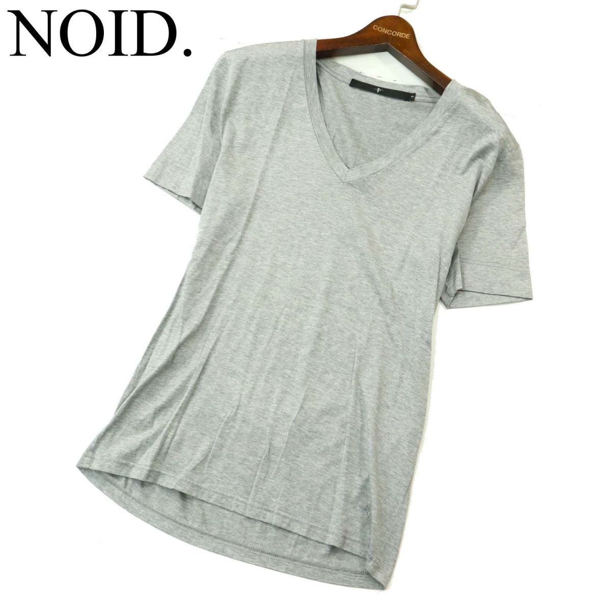 NOID. ノーアイディー 春夏 コットン&リヨセル★ 半袖 Vネック カットソー Tシャツ Sz.3　メンズ グレー　A3T08043_7#D_画像1