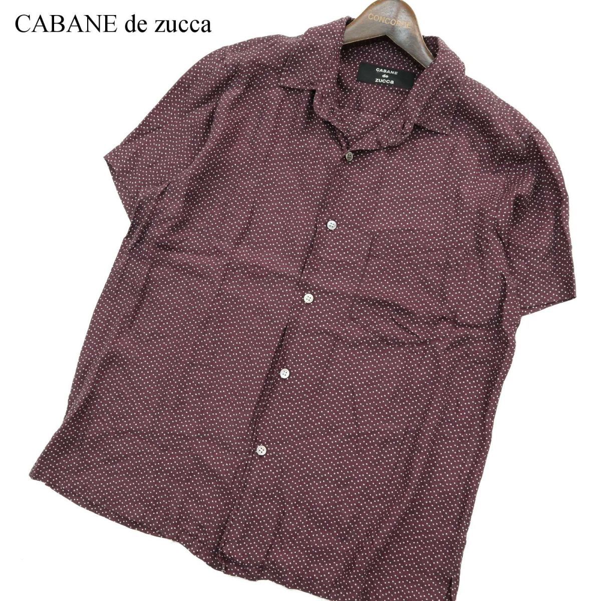 CABANE de zucca カバンド ズッカ 春夏 ドット 総柄★ キュプラ&コットン 半袖 シャツ Sz.S　メンズ　A3T08090_7#A_画像1