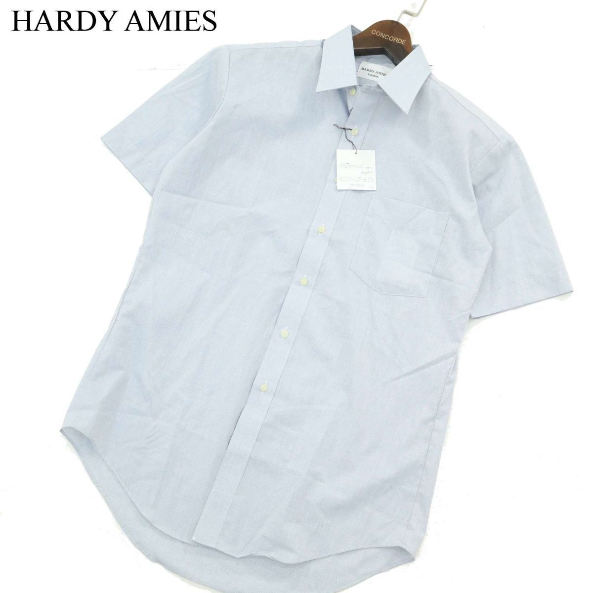 【新品 未使用】 HARDY AMIES ハーディ エイミス 春夏 半袖 シャツ Yシャツ Sz.39　メンズ ビジカジ　A3T08939_7#A_画像1