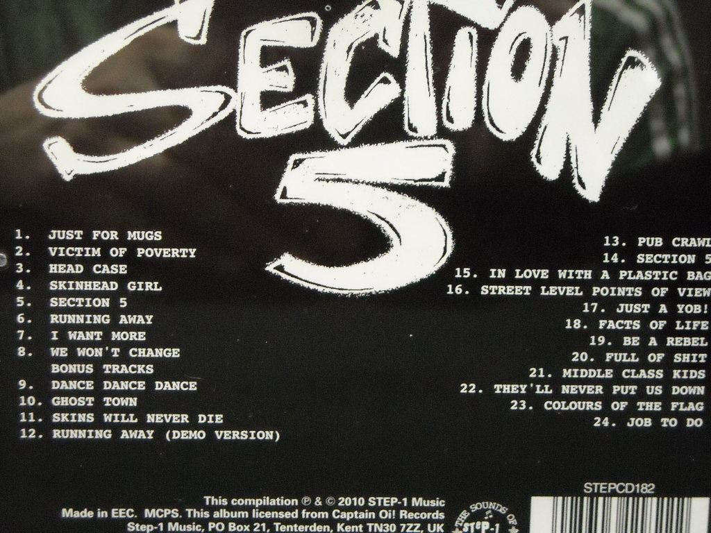 輸入盤CD/SECTION-5/セクション5/WE WONT CHANGE/80年代UK Oi!ハードコアパンクHARDCORE PUNKストリートパンクOi!SECTION5_画像2