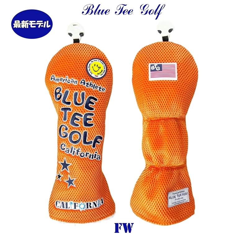 ■送料無料【FW:オレンジ】ブルーティーゴルフ【メッシュ スマイル】フェアウェイ用ヘッドカバー BLUE TEE GOLF DHC-007_画像1
