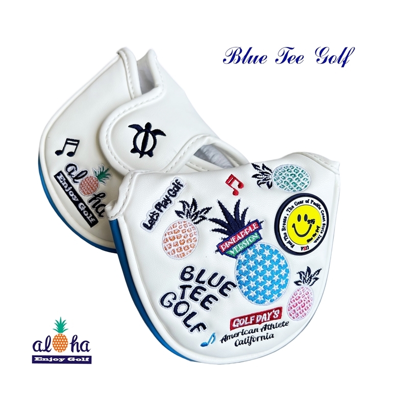 ■2 送料無料【MPT-ブルー】ブルーティーゴルフ【2024アロハパイナップル】パターカバー（マレット型） BLUE TEE GOLF DHC-009