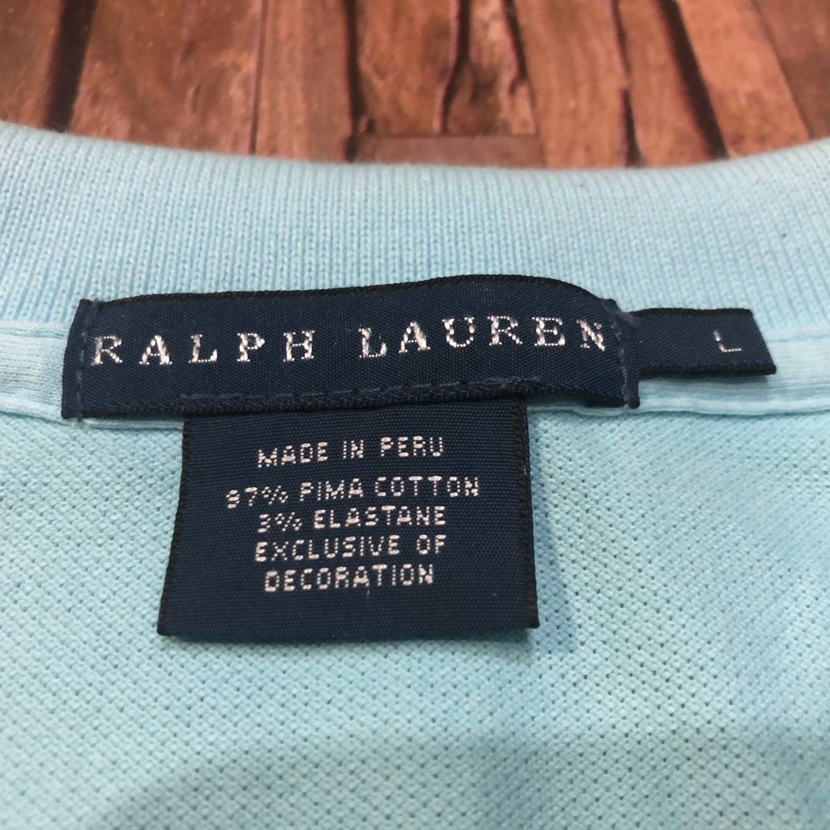 即決・クリックポスト発送・輸入古着・RALPH LAURENのポロシャツ・ビッグポニー刺繍・水色・L_画像6
