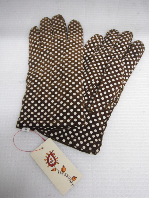  new goods tag attaching cache*nezkashune dot pattern blow b gloves polka dot Brown lady's suede non-standard-sized mail nationwide equal 210 jpy B7-a