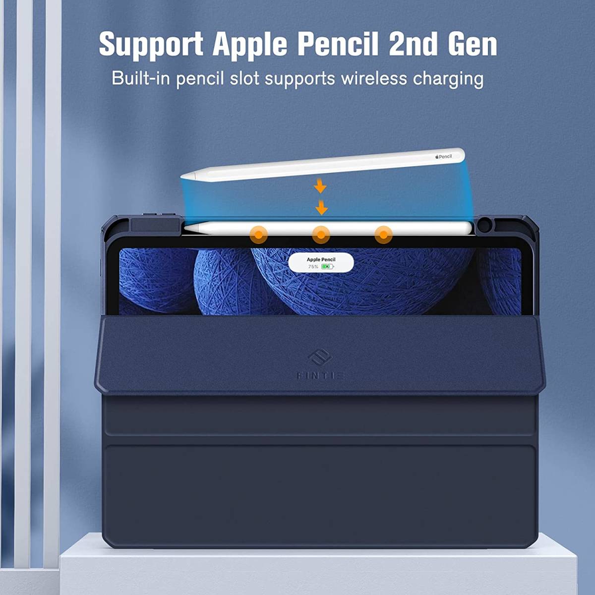 ネイビーブルー iPad Pro 11 第4世代 ( 2022 / 2021 / 2020 / 2018 ) Pencil 2対応 オートスリープ / ウェイク対応 ケース カバー_画像3