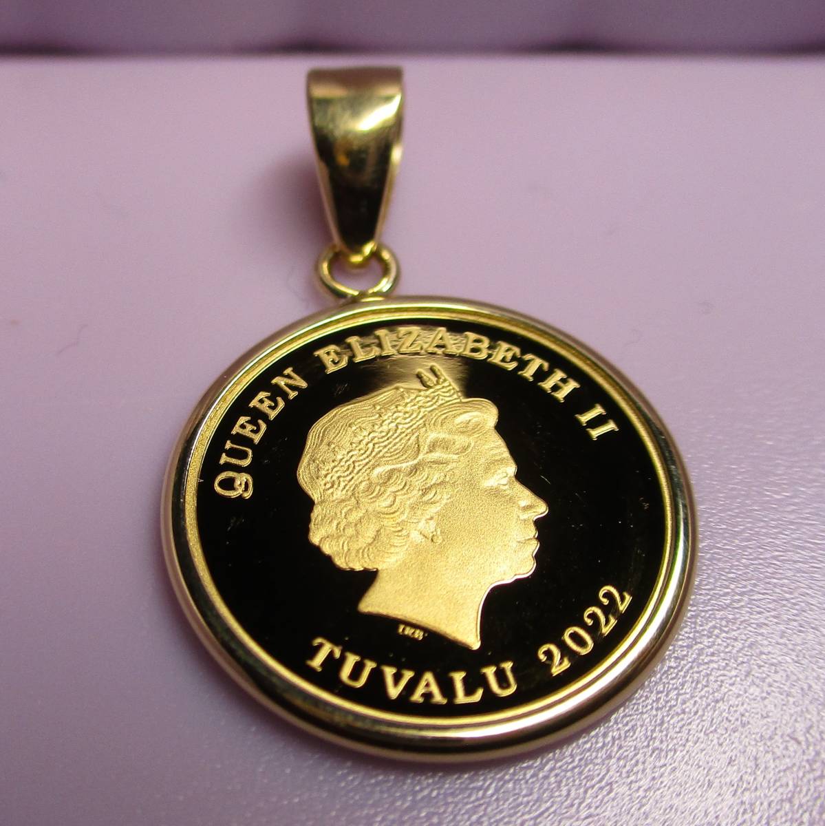 [24 золотой /18 золотой ] шланг монета 1/25 унция золотая монета подвеска с цепью задняя поверхность Elizabeth женщина . женский 